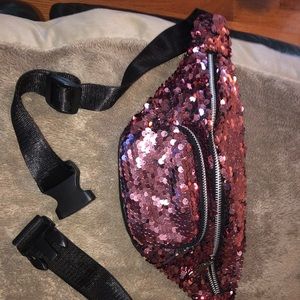 Large waist, pink sequin belt bag